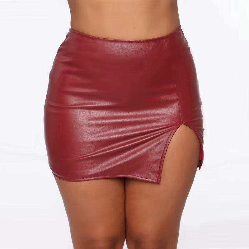 Sexy Women PU Leather Mini Skirts High Waist Pencil Bodycon Skirt Vinyl Skinny Gothic Zipper Mini Skirt Party Clubwear