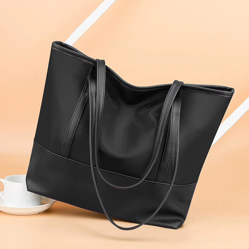 Casual Oxford Cloth Large Capacity Women Shoulder Bags Simple Totes Fashion PU Leather Splicing Ladies Daily Shopping Handbags