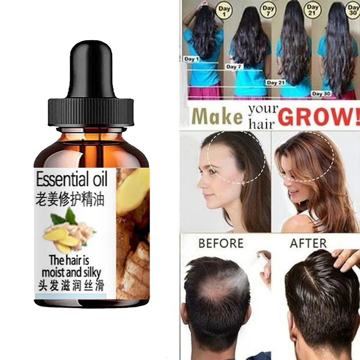 Ginger Herbal Shampoo Hair Growth Anti-Hair Loss Anti-Itch Anti-Dandruff Oil-Control Refreshing Control