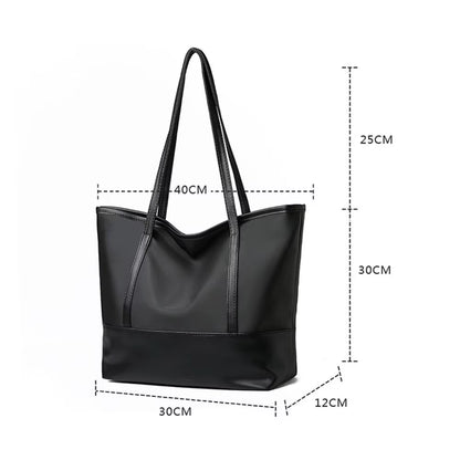 Casual Oxford Cloth Large Capacity Women Shoulder Bags Simple Totes Fashion PU Leather Splicing Ladies Daily Shopping Handbags