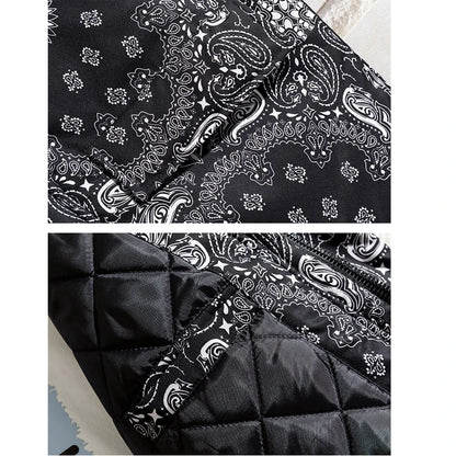 Winter Bandana Puffer Jacket Men Brand Thick Warm Casual Parka Loose Harajuku Fashion Zipper Paisley Windproof