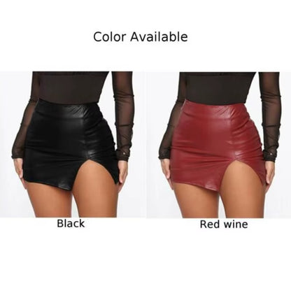 Sexy Women PU Leather Mini Skirts High Waist Pencil Bodycon Skirt Vinyl Skinny Gothic Zipper Mini Skirt Party Clubwear