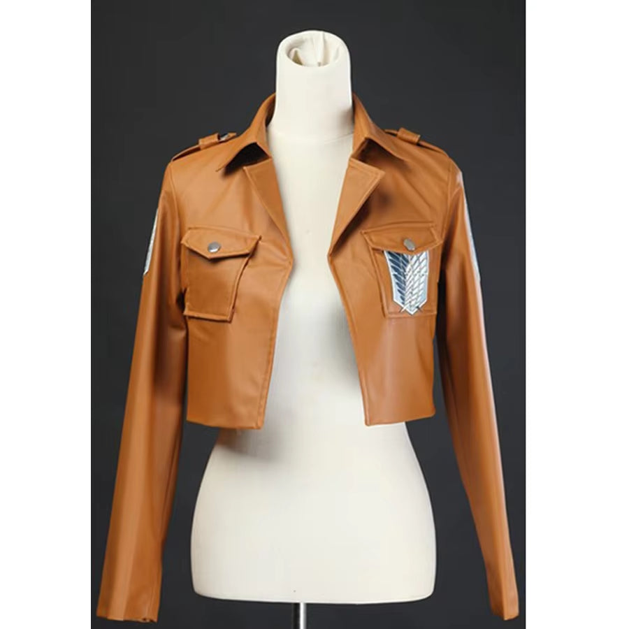 Anime Attack on Titan Cosplay Leather Jacket Shingeki No Kyojin Cosplay Costume Eren Legion Coat Jackets Halloween High Quality