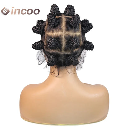 Synthetic Lace Front Wigs Short Crochets Braids 360 Full Lace Wigs Goddess Bantu Knots Box Braiding Hair Wig for Black Women