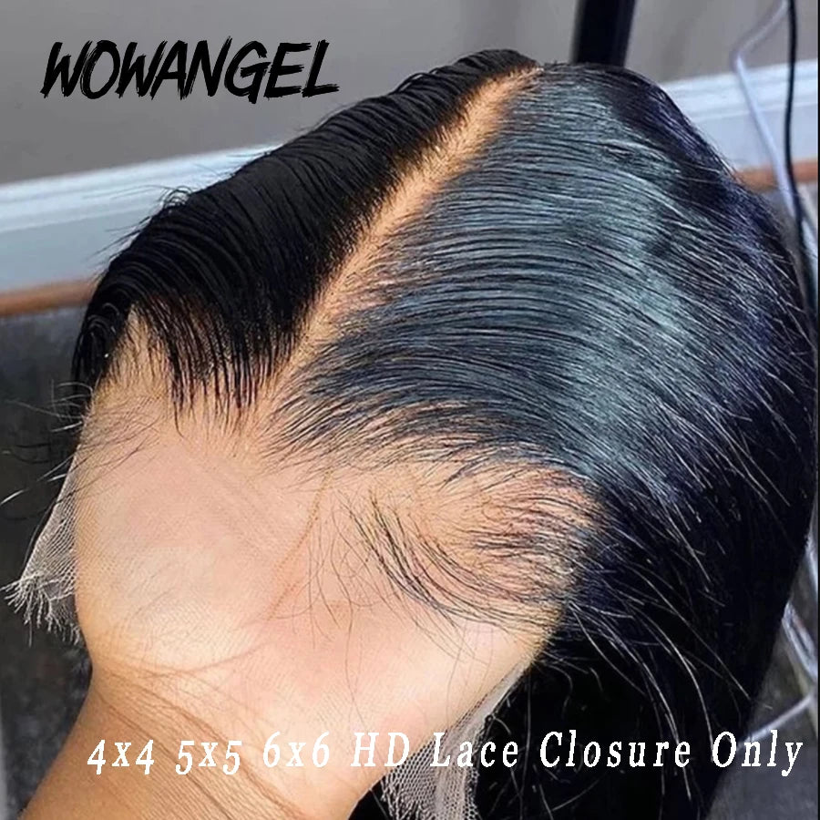 WOWANGEL 7x7/6x6/5x5 HD Lace Closure Human Hair Melt Skin Deep Part Natural Scalp Real HD Lace Closure Only Straight Virgin Hair