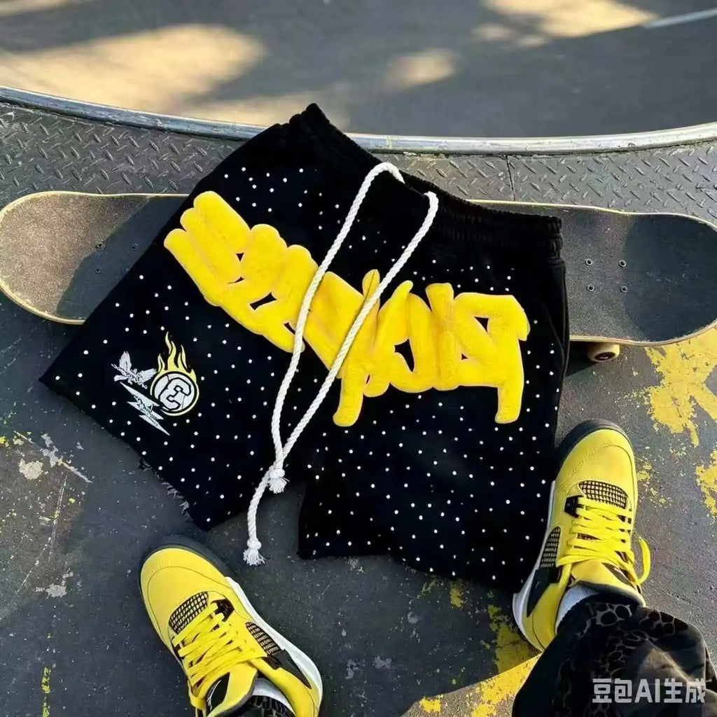 Elevate Your Summer Style with Trendy Harajuku Men’s Quick-Drying Letter-Printed Shorts!