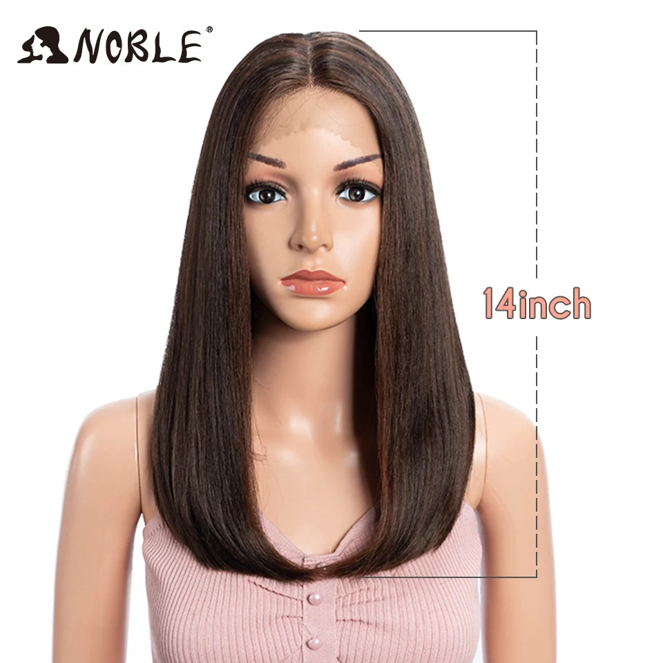 Noble Synthetic Lace Front Wig Hair Straight Baby Hair Bob Wig Synthetic Hair Wig 22" Brown Wig Bob Wig For Women Cosplay Wig