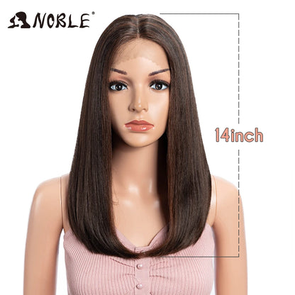 Noble Synthetic Lace Front Wig Hair Straight Baby Hair Bob Wig Synthetic Hair Wig 22" Brown Wig Bob Wig For Women Cosplay Wig