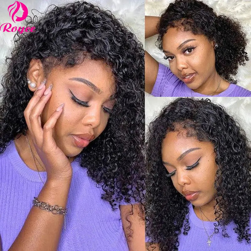 220 Density 5x7 Short Lace Glueless Curly Bob Wig 16 Inch Kinky Curly Edges Wigs Human Hair Bob 4x4 Lace Closure Wig Pre Cut