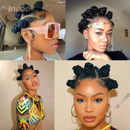 Synthetic Lace Front Wigs Short Crochets Braids 360 Full Lace Wigs Goddess Bantu Knots Box Braiding Hair Wig for Black Women