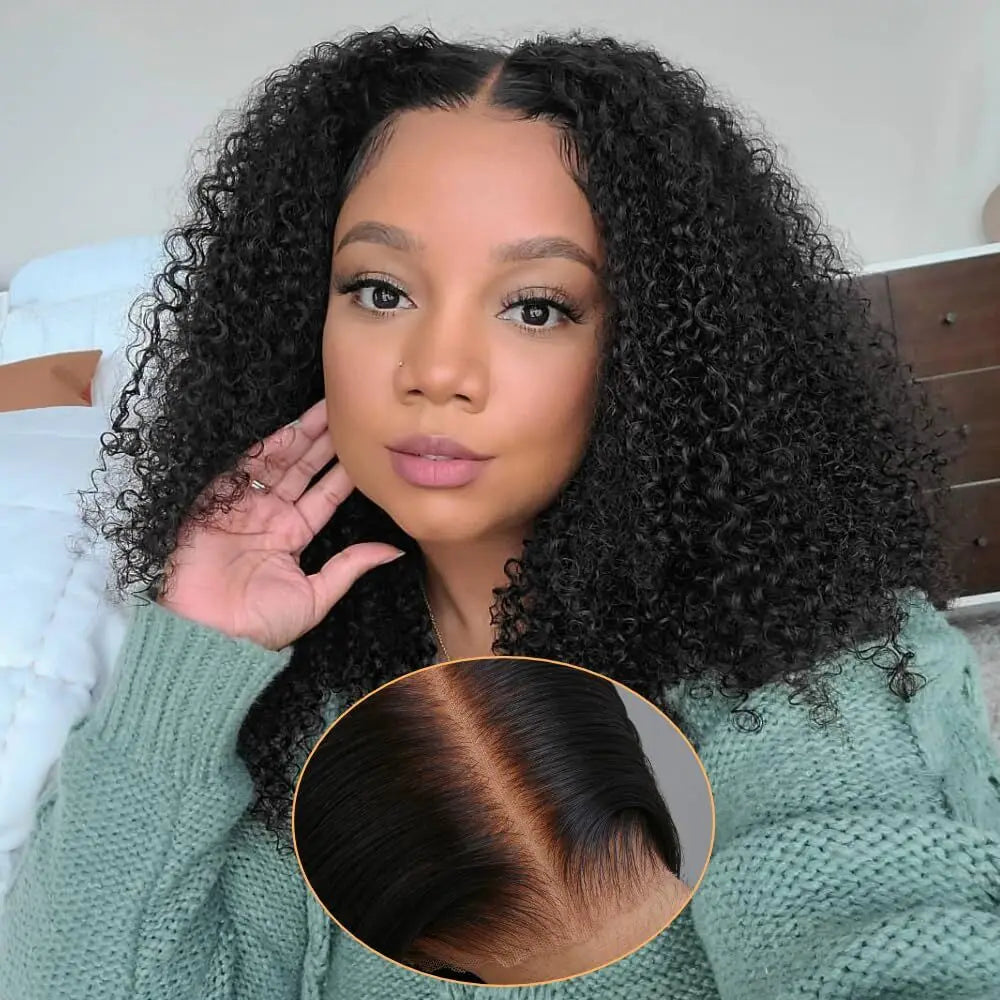 ISEE Hair Wear Go Glueless Wig Short Bob Human Hair HD Lace Front Wigs Kinky Curly PrePlucked Lace Closure Wig Deep Curly Wigs