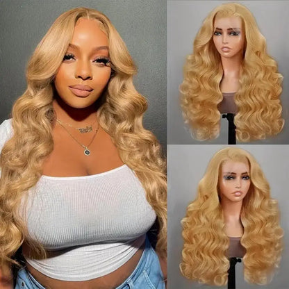 Honey Blonde Human Hair Wig Body Wave 13X4 Lace Front Colored #27 Wigs 13X6 Lace Frontal For Women Preplucked Brazilian Wig