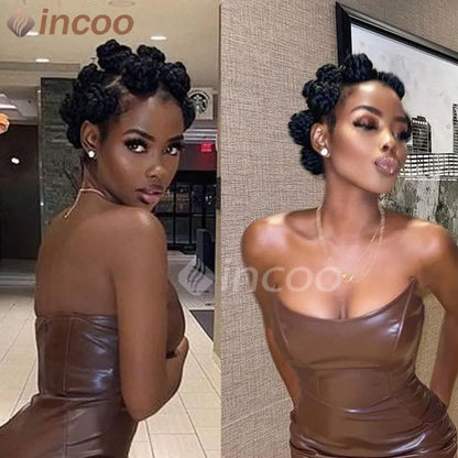 Synthetic Lace Front Wigs Short Crochets Braids 360 Full Lace Wigs Goddess Bantu Knots Box Braiding Hair Wig for Black Women