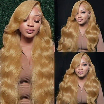 Honey Blonde Human Hair Wig Body Wave 13X4 Lace Front Colored #27 Wigs 13X6 Lace Frontal For Women Preplucked Brazilian Wig