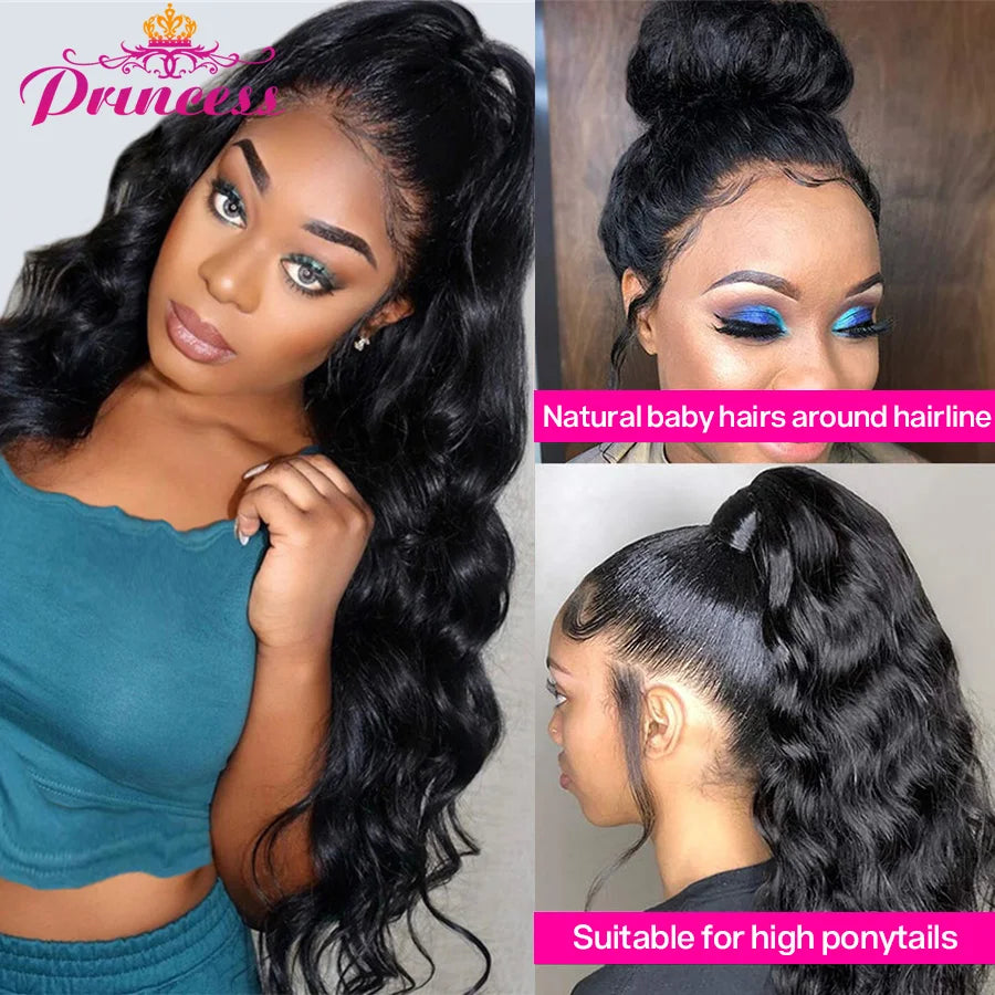 Princess Hair 13x6 HD Transparent Lace Front Human Hair Wigs For Women 13x4 Brazilian Body Wave Lace Frontal Wig With Baby Hair