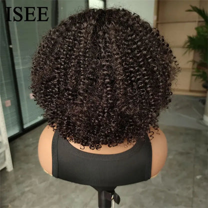 ISEE Hair Wear Go Glueless Wig Short Bob Human Hair HD Lace Front Wigs Kinky Curly PrePlucked Lace Closure Wig Deep Curly Wigs