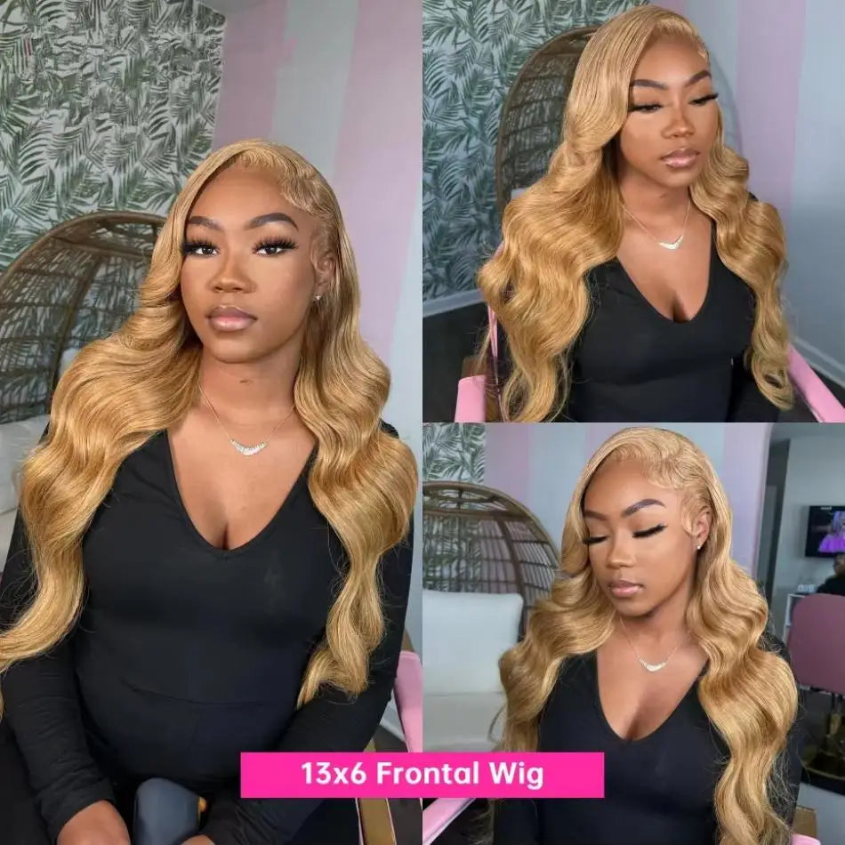 Honey Blonde Human Hair Wig Body Wave 13X4 Lace Front Colored #27 Wigs 13X6 Lace Frontal For Women Preplucked Brazilian Wig