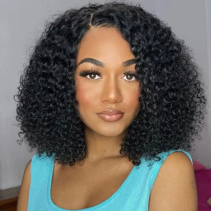 ISEE Hair Wear Go Glueless Wig Short Bob Human Hair HD Lace Front Wigs Kinky Curly PrePlucked Lace Closure Wig Deep Curly Wigs