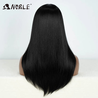 Noble Synthetic Lace Front Wig Hair Straight Baby Hair Bob Wig Synthetic Hair Wig 22" Brown Wig Bob Wig For Women Cosplay Wig