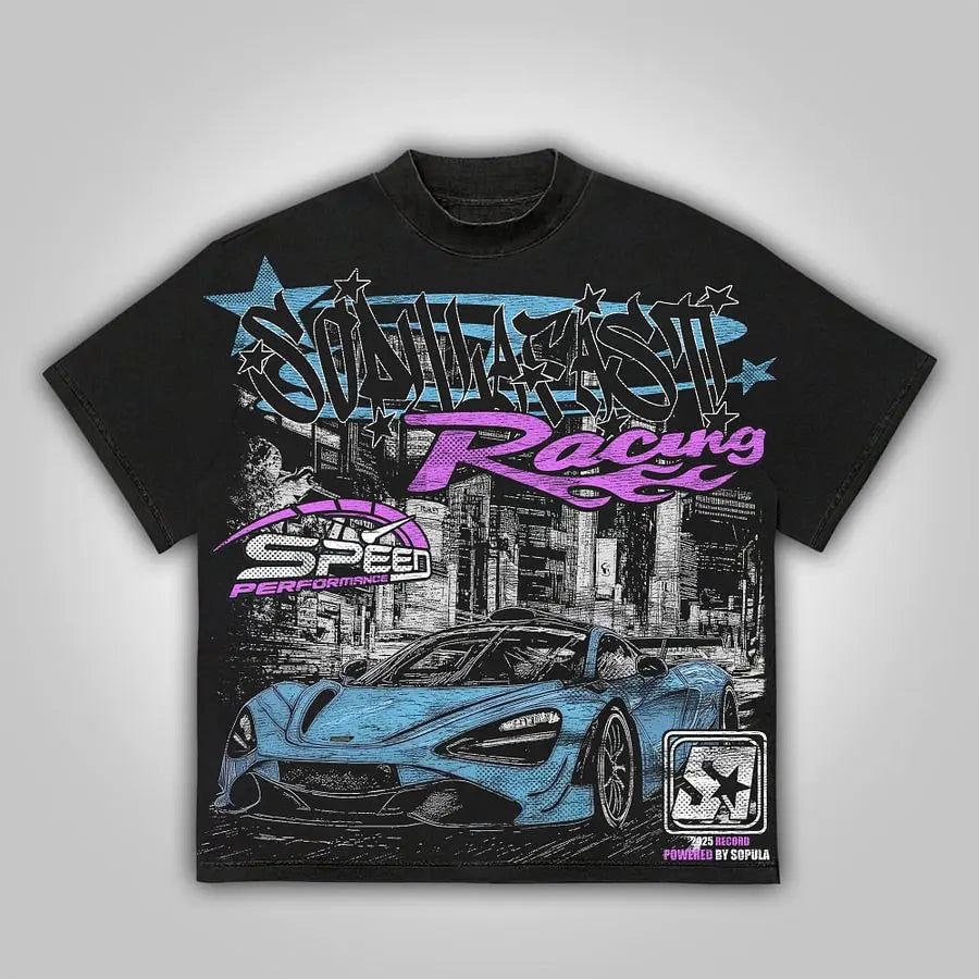 Y2K Fast Racing Vintage Graphic Oversized T-Shirt - The Ultimate Summer Casual Essential for Everyone