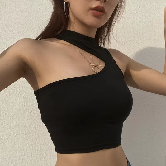 2024 Summer Sleeveless Sexy Women Girls Summer Vest Crop Top Shirt Blouse Casual Slim Black Tanks Hot S M L